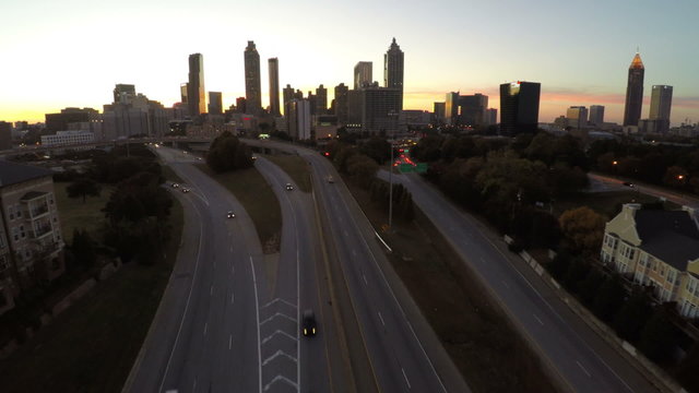 Atlanta Aerial Cityscape Freeway