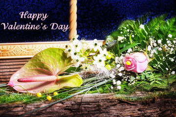 Happy Valentine's Day, Blumen im Fenster
