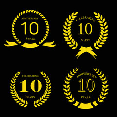 ten years anniversary laurel gold wreath, set