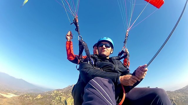 Paragliding over the mountain range