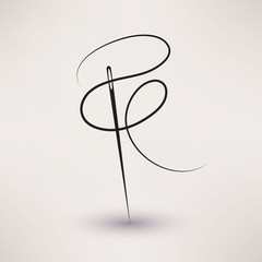 needle and thread icon vector in flat style.