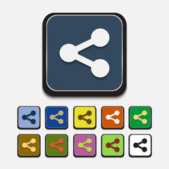Stylish colored icons, share. Flat design, long shadow.
