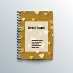 Notepad template with love background.