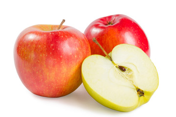 Red apple with half