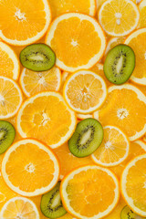 Sliced healthy fruits background