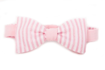 Bow tie accessory for a gentleman. Pink and white striped