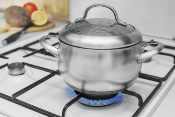 pan on a gas stove