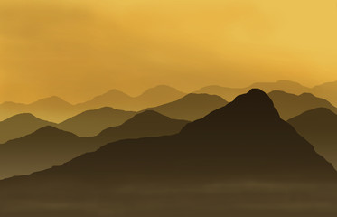 mountains at sunset