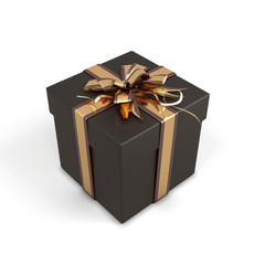 Black gift box with bow