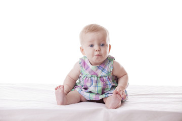 Fototapeta premium Little cute baby-girl in dress,