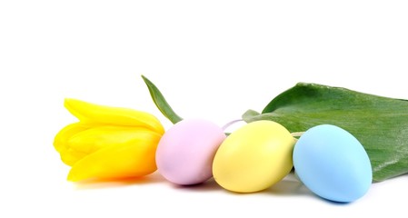 Easter eggs and flowers