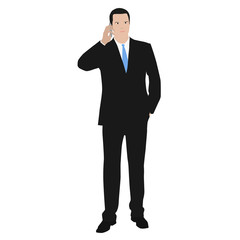 Man in suit on the phone. Vector illustration