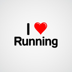 Plakaty  Uwielbiam biegać, czcionka ze znakiem serca
