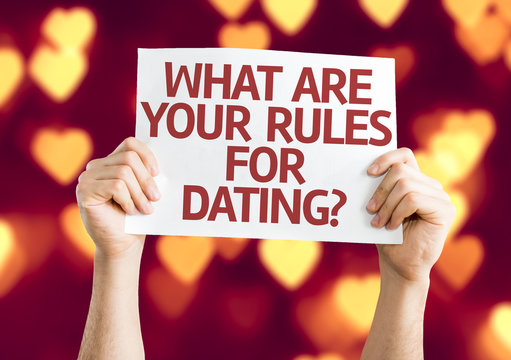 What are your Rules for Dating? card with heart bokeh
