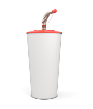 White blank plastic cup with a straw for your design