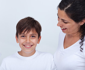 Happy mother and son