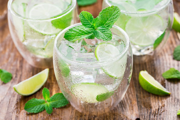 Cocktail with lime and mint