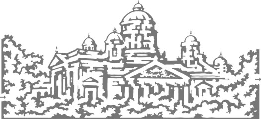 Obraz premium Vector cathedral labyrinth. Find the way