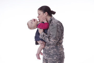 Us military mother with her baby