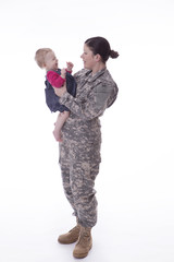 Us military mother with her baby