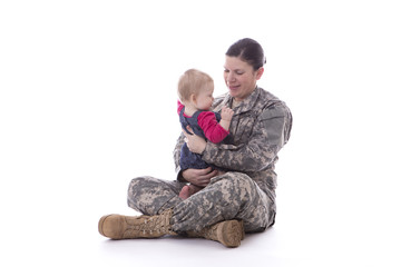 Us military mother with her baby