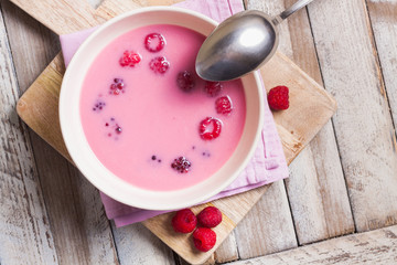 Fresh fruit soup with raspberries and blackberries © avirid
