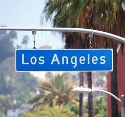 Tuinposter Straatnaambord Los Angeles © trekandphoto