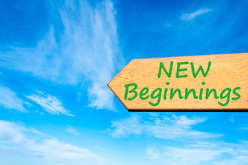 Arrow sign with New Beginnings message