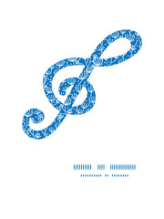 Vector blue white lineart plants gclef musical silhouette