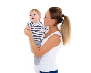 Mother with small baby.