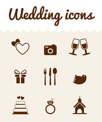 wedding icons set, love and romance