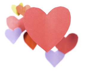 Colorful paper hearts
