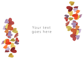 Paper colorful hearts greeting card horizontal