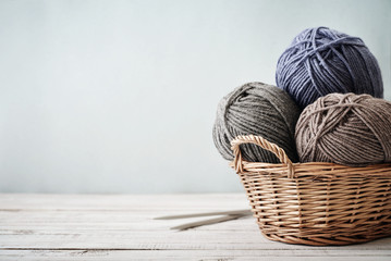 Wool yarn in coils