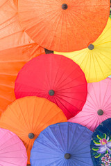 Colorful of umbrella in Chiang Mai market, Thailand