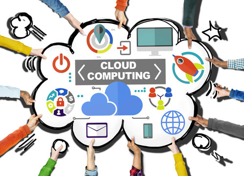 Hand Connection Global Communications Cloud Computing Concept