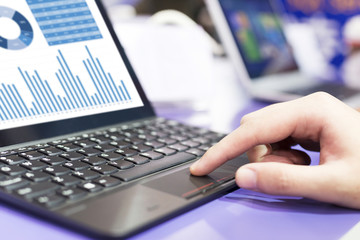 analysis financial report on laptop