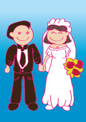 Wedding Couple Cartoon Vector Illustration