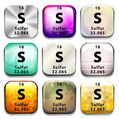 A button showing the element Sulfur