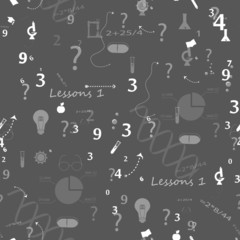seamless gray background with science and study signs