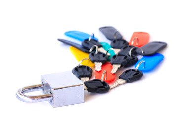 Master key and keys isolated on white - Stock Image