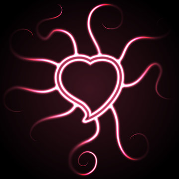 glowing pink heart shape