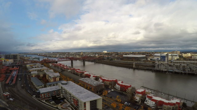 Portland Aerial Cityscape Downtown