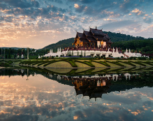 Fototapeta premium Ho kham luang northern thai style building in royal flora expo,C