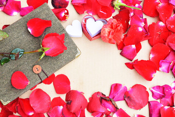Happy Valentines day with Roses and hearts background;