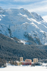 St Moritz, Alpine Alps mountain landscape. Beautiful winter view