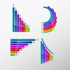 graphic with rising colorful columns(set)