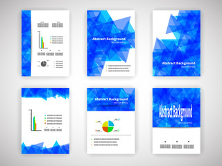 brochure design with transparent triangle shapes.