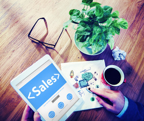 Naklejka premium Digital Online Webpage Working Searching Sales Marketing Concept