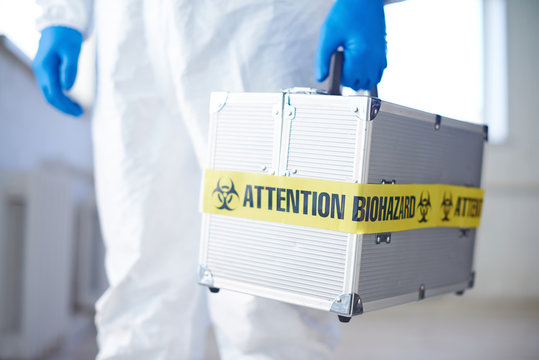 Suitcase with biohazard